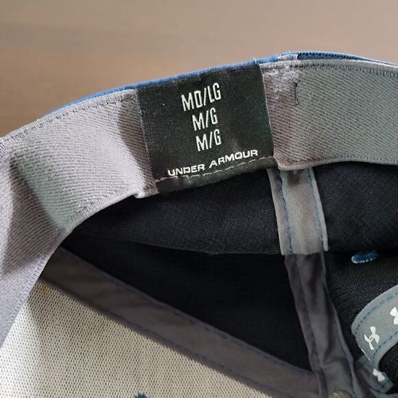 Under Armour Heat Gear Fitted Hat Cap Blue Gray Size Medium Large Elastic - Picture 8 of 11